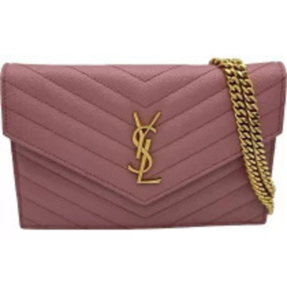 Saint Laurent chain wallet pink caviar leather shoulder bag